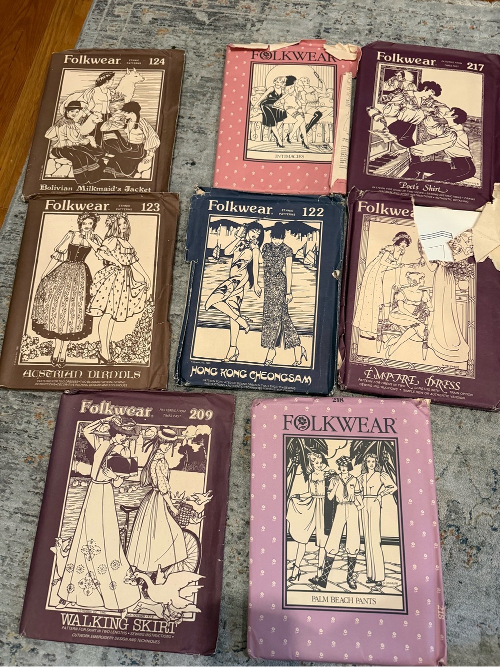 Vintage Sewing Pattern Collection - Folkwear Lot of 8 complete